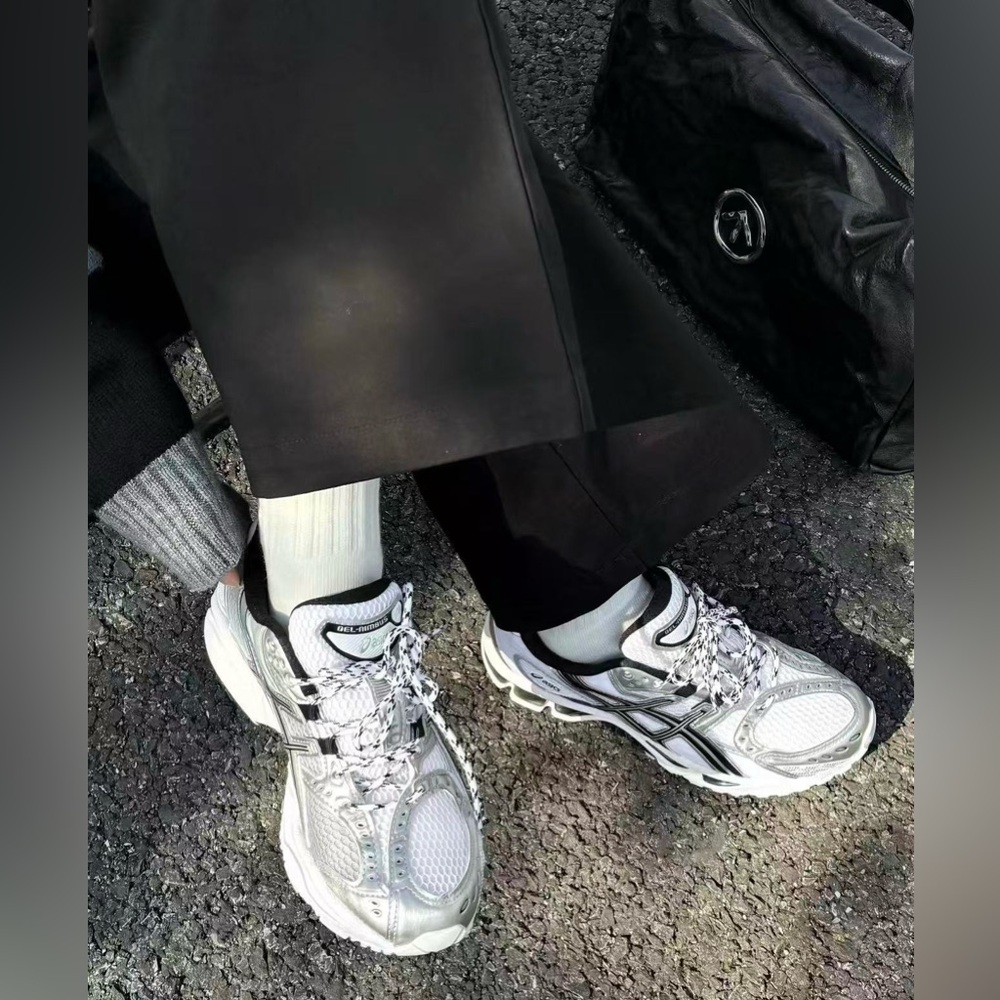 Asics Silver and‎ black Sneakers Women's US 5.5